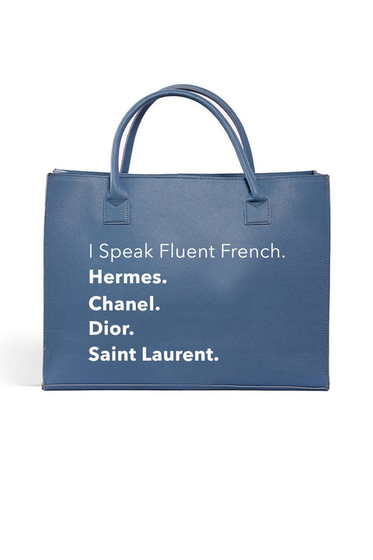 LA I TC MODERN VEGAN TOTE - Fluent French (Denim Blue)